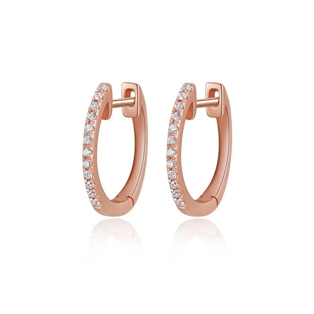 XS round earrings with diamonds, 18 carat rose gold