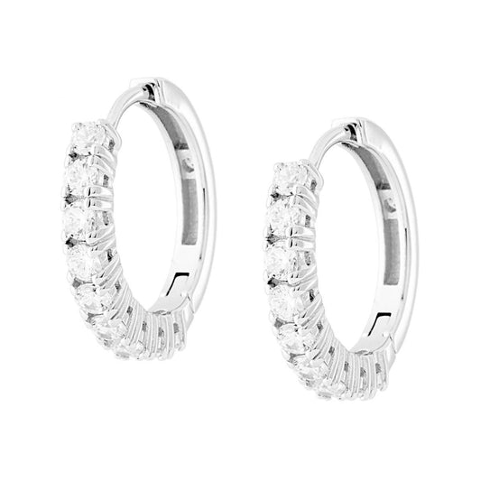 Snap Circle Earrings with White Zirconia 925 Silver 