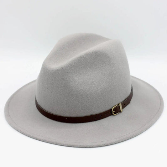 Classic wool fedora hat with belt