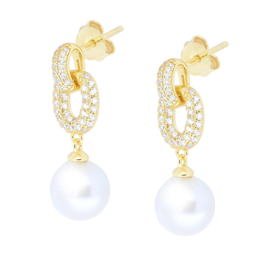 Earrings with zirconia and pearls in 925 silver