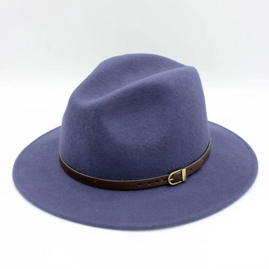 Classic wool fedora hat with belt