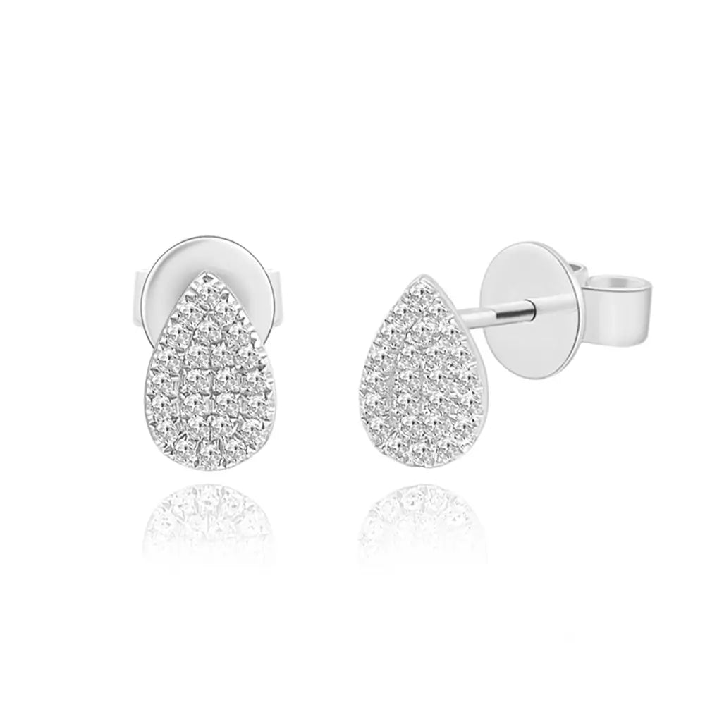 Pendientes en forma de gota con diamantes, oro blanco de 18 quilates