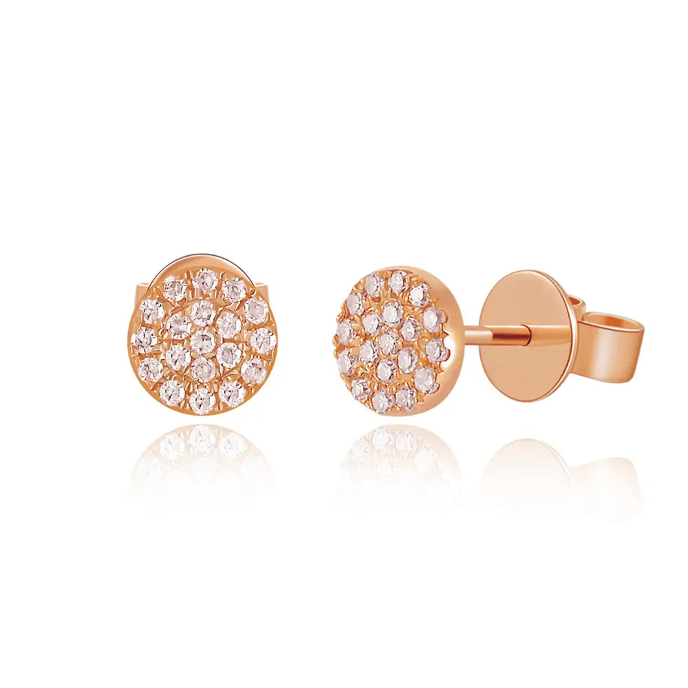 Aretes pavé de diamantes en oro rosa de 18 quilates