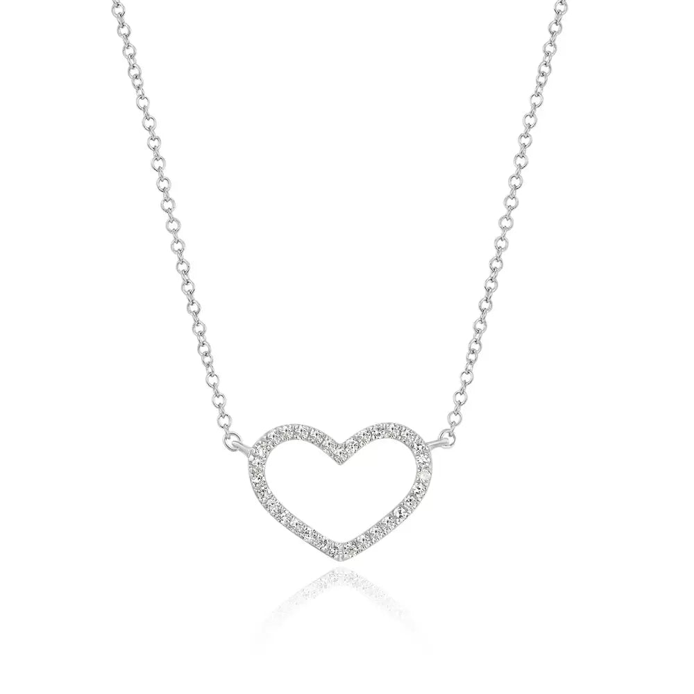 Heart Necklace with Diamonds, 18 carat white gold