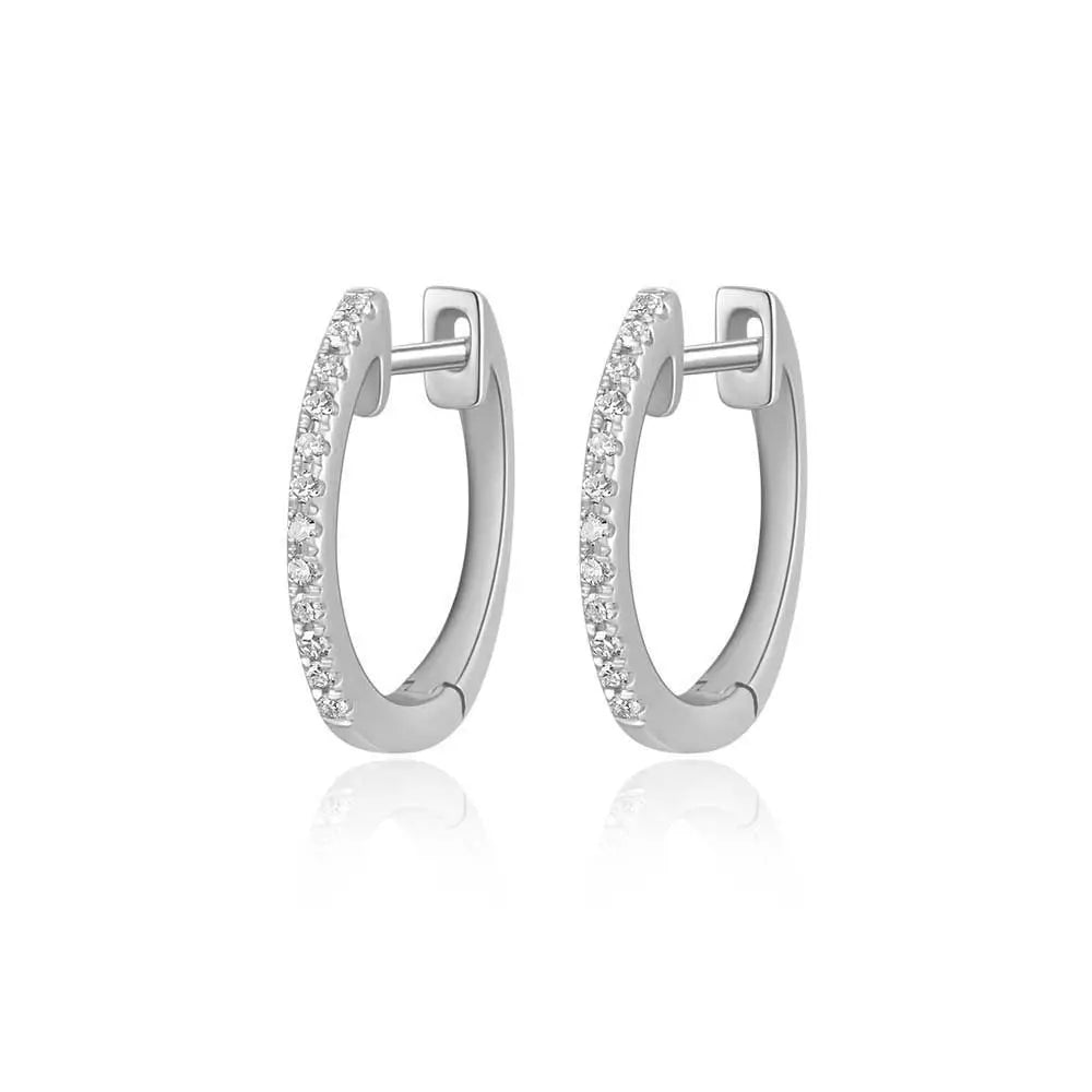 XS round earrings with diamonds, 18 carat white gold