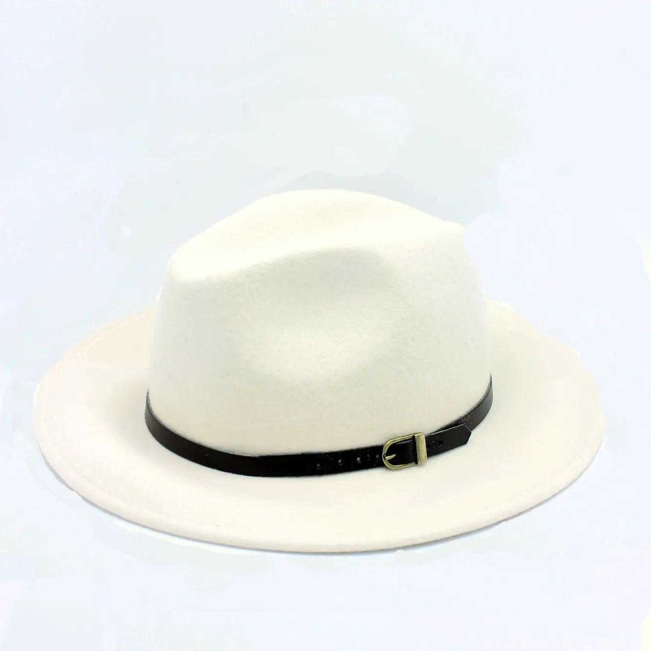 Classic wool fedora hat with belt 