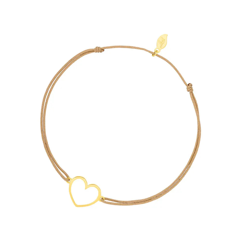 Pulsera de la suerte Gentle Heart, oro amarillo de 14 quilates, beige