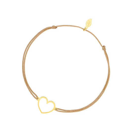 Pulsera de la suerte Gentle Heart, oro amarillo de 14 quilates, beige