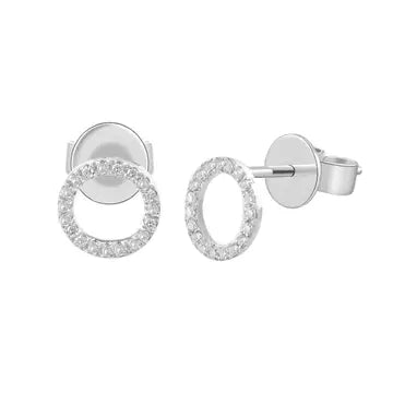 Pendientes circulares con diamantes, oro blanco de 18 quilates